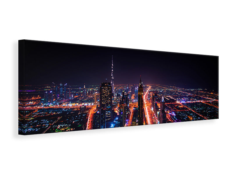 Leinwandbild Panorama Die bunten Lichter von Dubai
