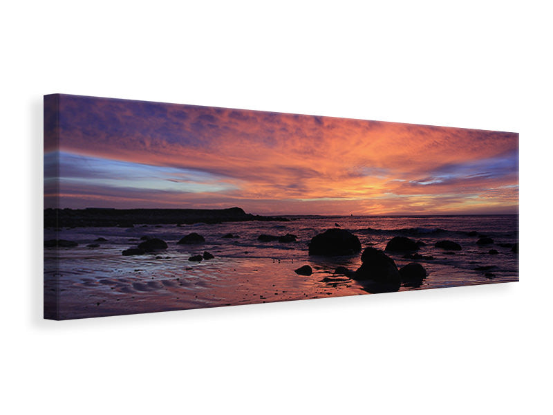 Leinwandbild Panorama Farbenprächtiger Sonnenuntergang