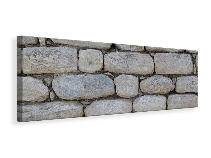 Leinwandbild Panorama Mauer aus Natur Steinen