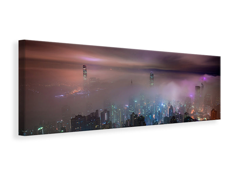 Leinwandbild Panorama Smog in Hong Kong