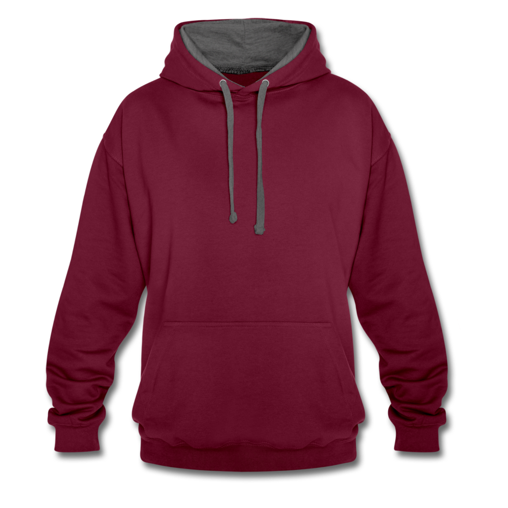 Contrast Colour Hoodie - burgundy/charcoal