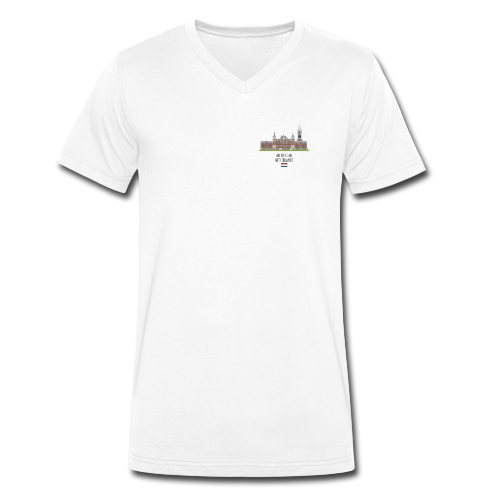 Männer Bio-T-Shirt mit V-Ausschnitt | Amsterdam Netherlands 🏆 - Weiß