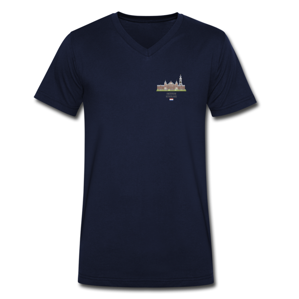 Männer Bio-T-Shirt mit V-Ausschnitt | Amsterdam Netherlands 🏆 - Navy