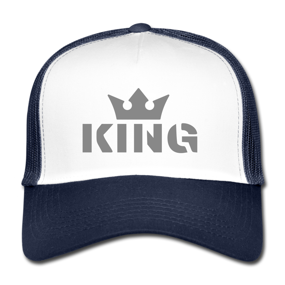 KING | Trucker Cap schwarz silber - Weiß/Navy