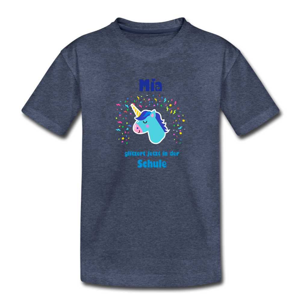 Mia - Einschulung - Kinder Premium T-Shirt - Blau meliert
