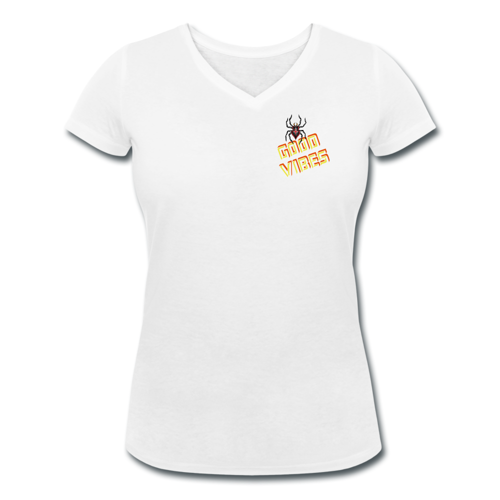 GOOD VIBES - Bio-T-Shirt mit V-Ausschnitt - Weiß