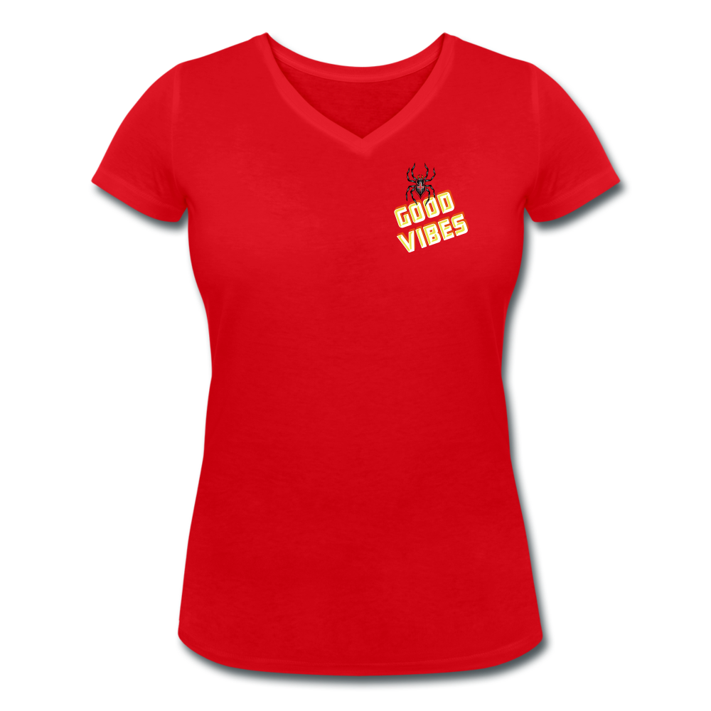 GOOD VIBES - Bio-T-Shirt mit V-Ausschnitt - Rot