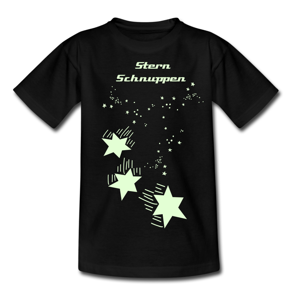 Sternschnuppern - Teenager T-Shirt - leuchtet im Dunklen - Schwarz