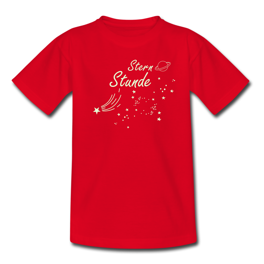 "Stern Stunde" Teenager T-Shirt - leuchtet im Dunklen - Rot