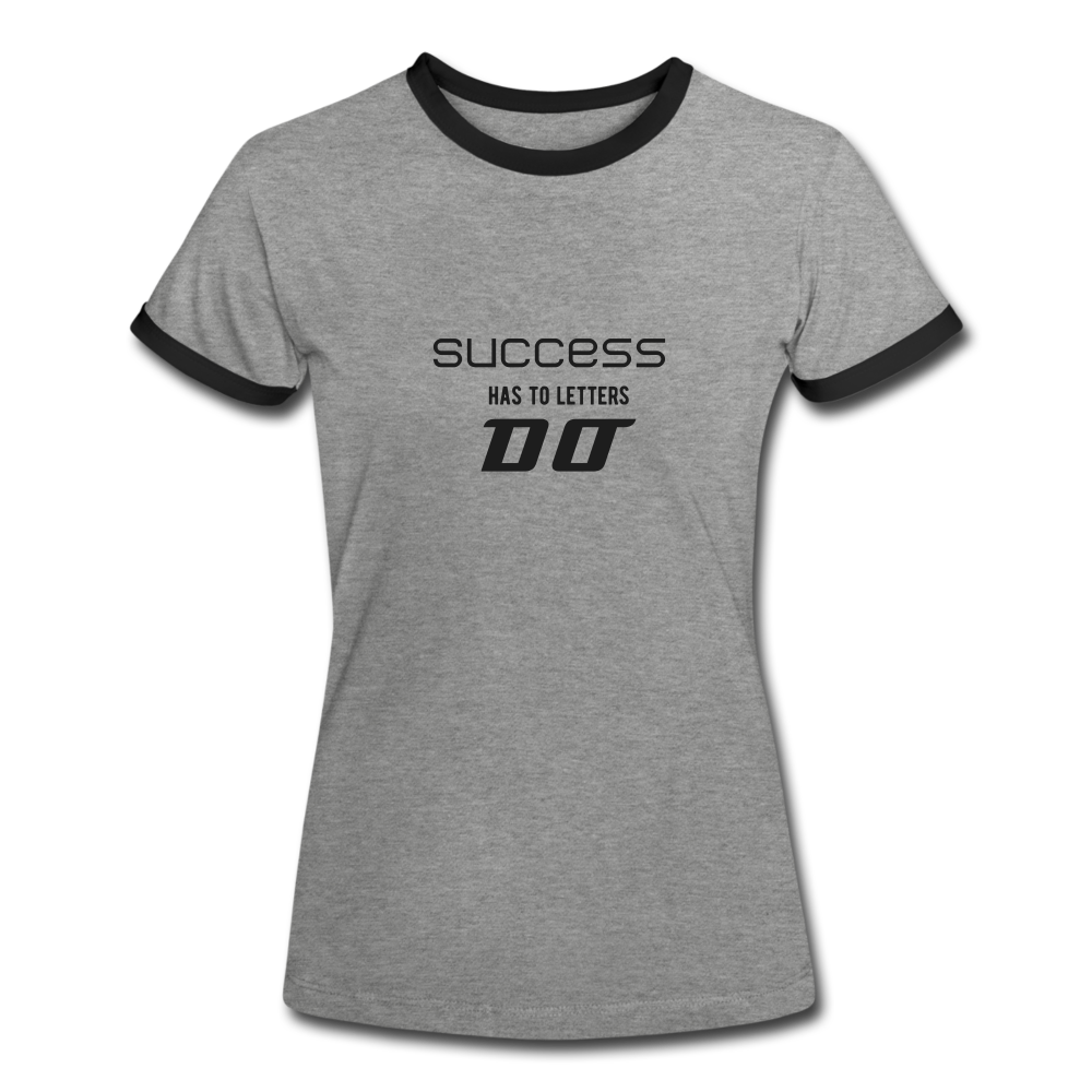 Success Frauen Kontrast-T-Shirt - Grau meliert/Schwarz