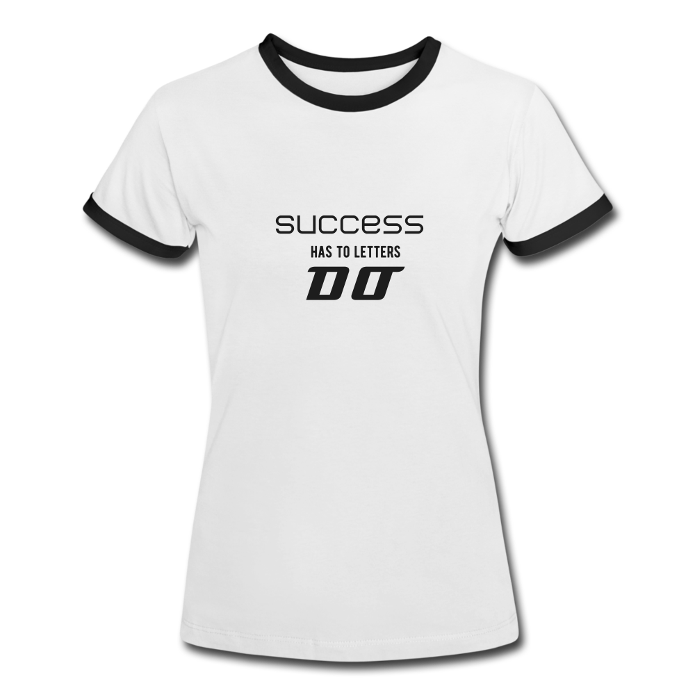 Success Frauen Kontrast-T-Shirt - Weiß/Schwarz