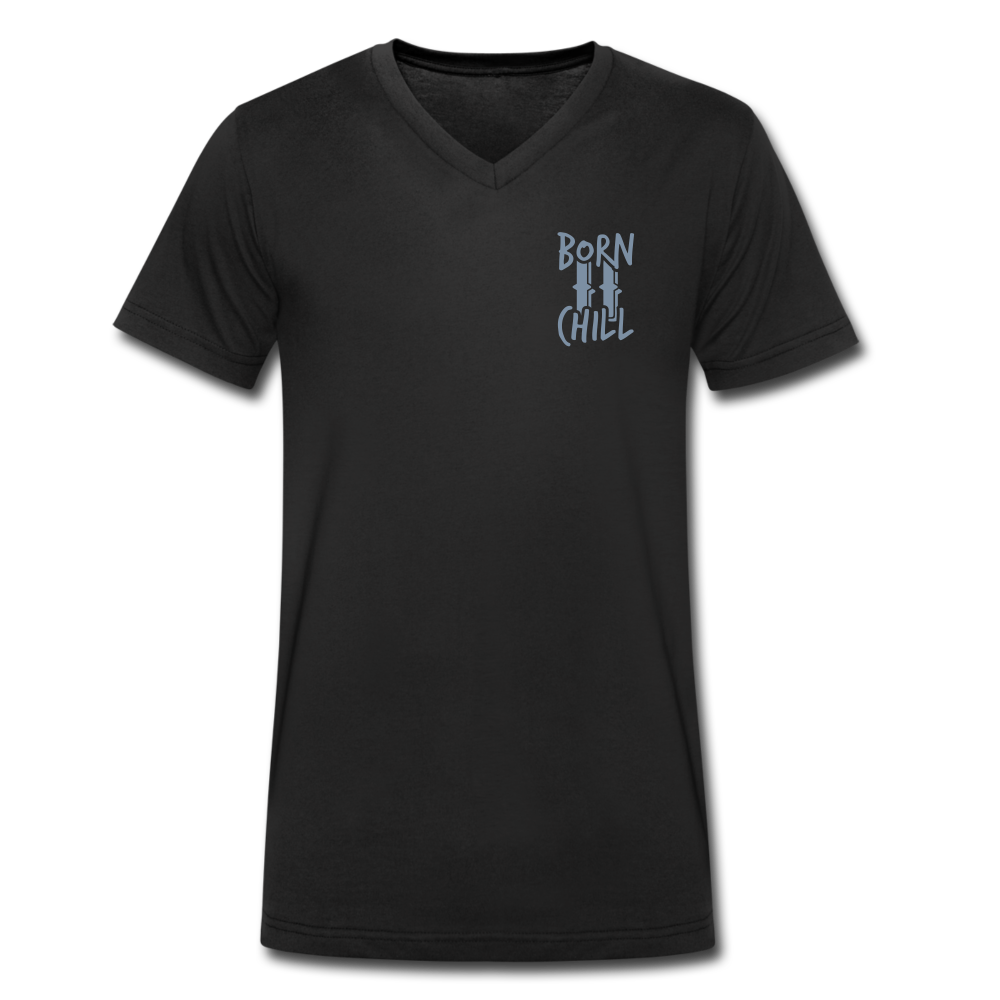 Männer Bio-T-Shirt mit V-Ausschnitt - bon to chill - Schwarz