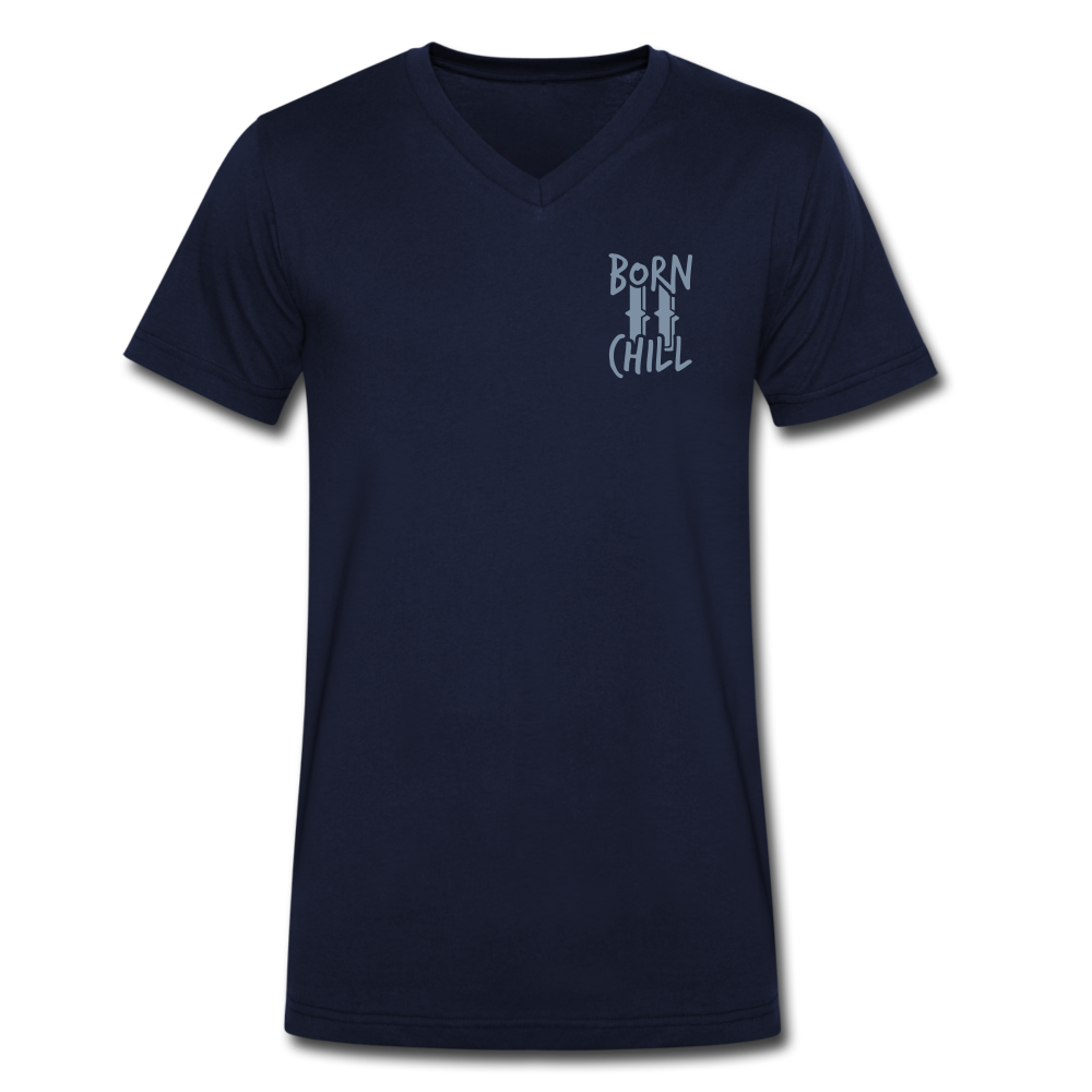 Männer Bio-T-Shirt mit V-Ausschnitt - bon to chill - Navy