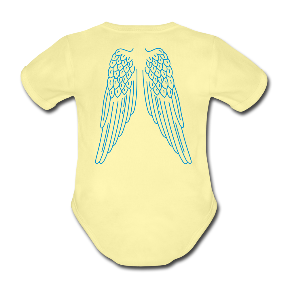 Baby Bio-Kurzarm-Body-personalisierbar-its a boy - Hellgelb