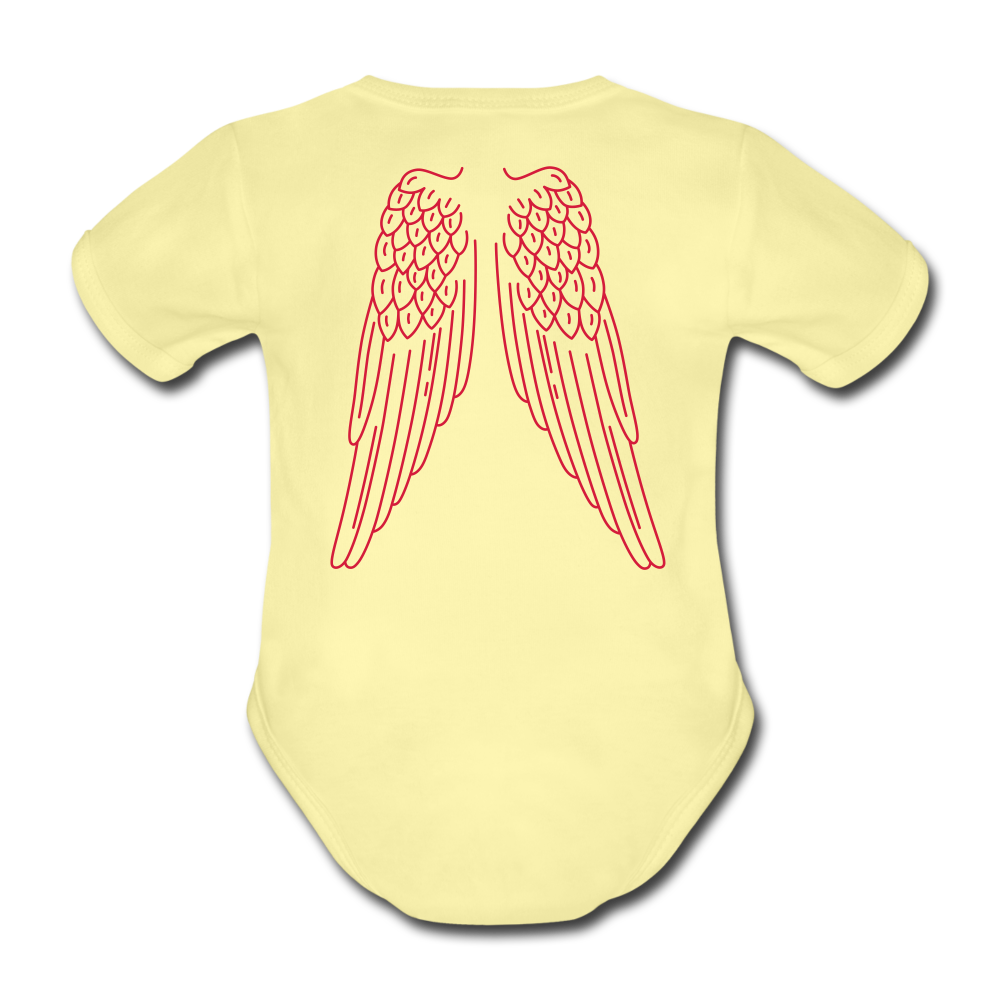 Baby Bio-Kurzarm-Body-personalisierbar - Hellgelb