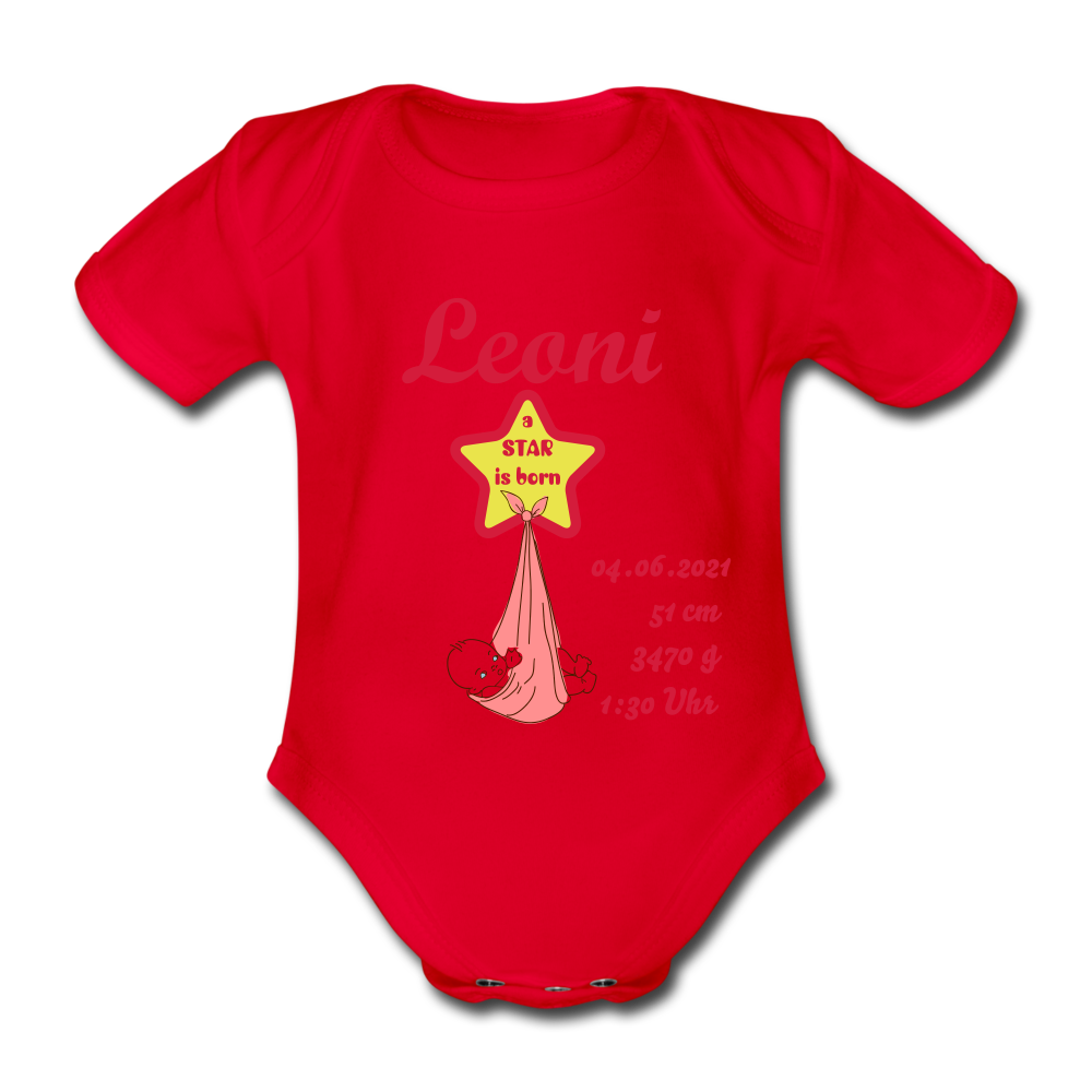 Baby Bio-Kurzarm-Body - a star is born - Rot