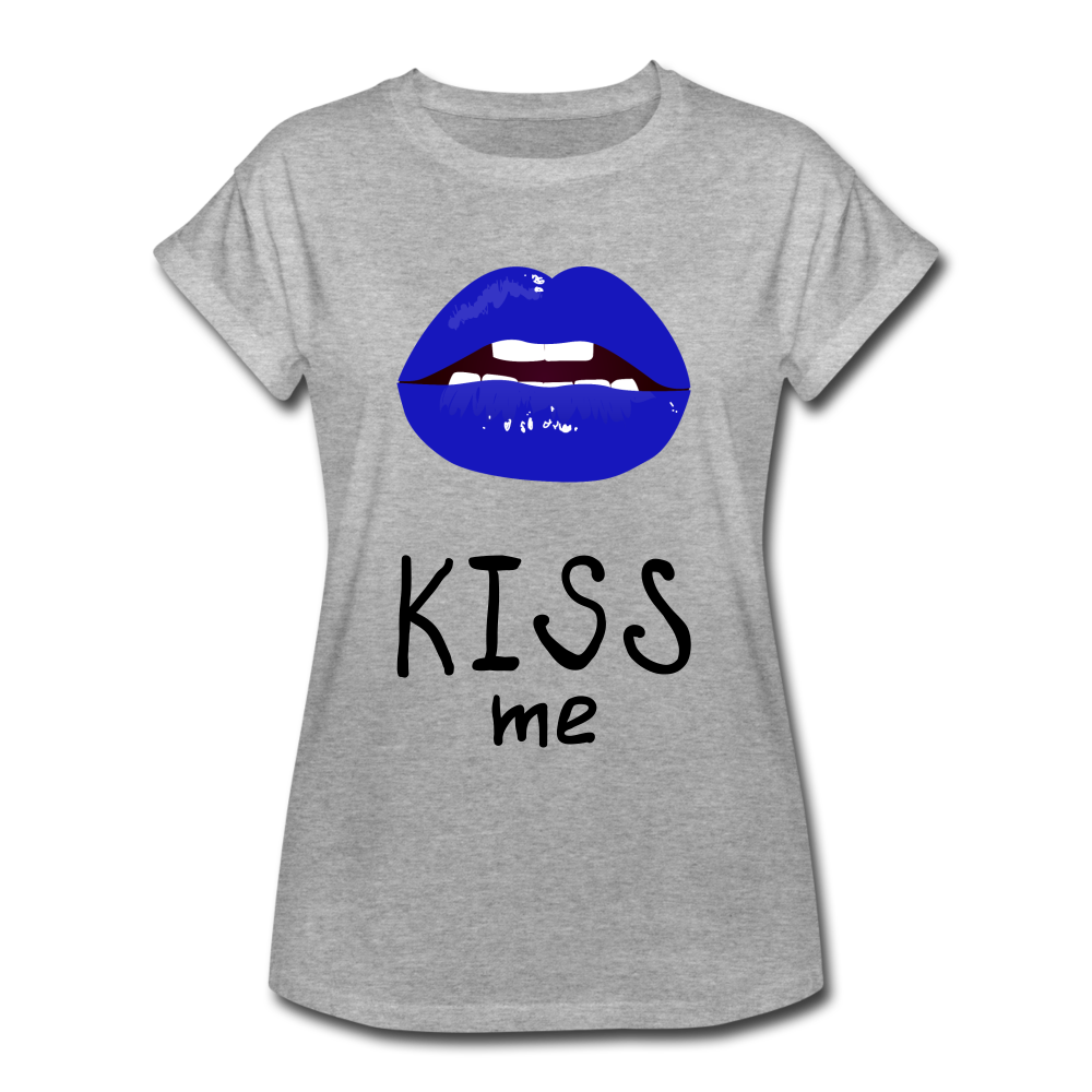 Kiss me - Frauen T-Shirt lässig - Grau meliert