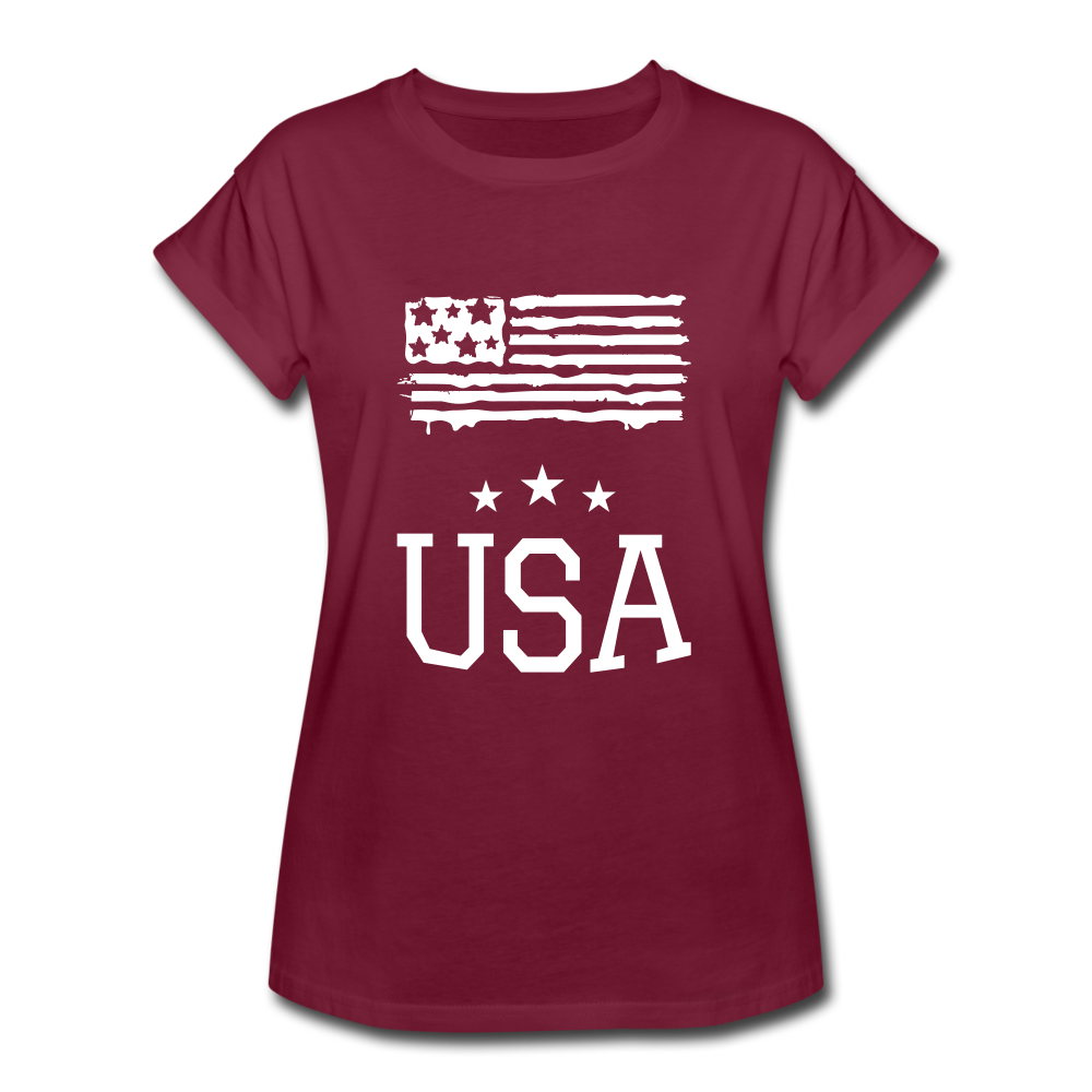 USA - Frauen Oversize T-Shirt - Bordeaux