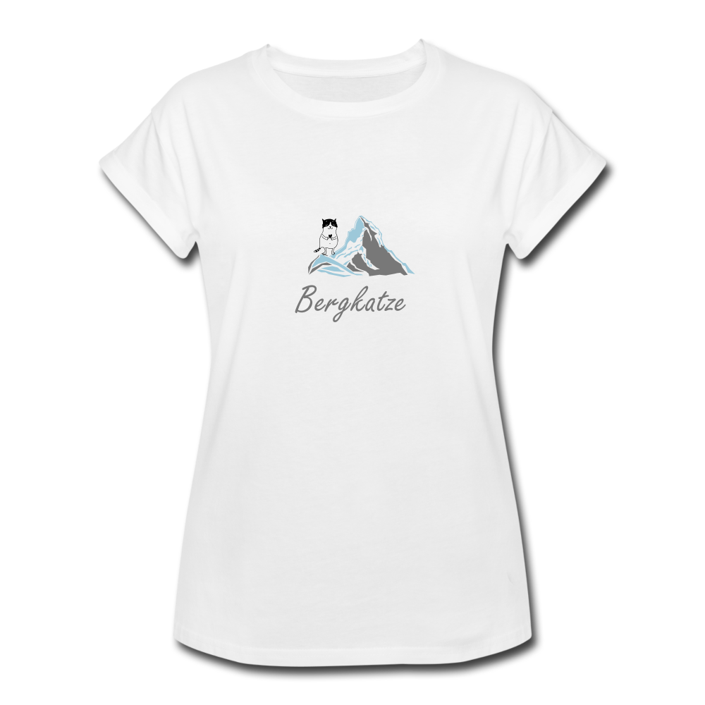 Bergkatze - lässiges Frauen Oversize T-Shirt - Weiß
