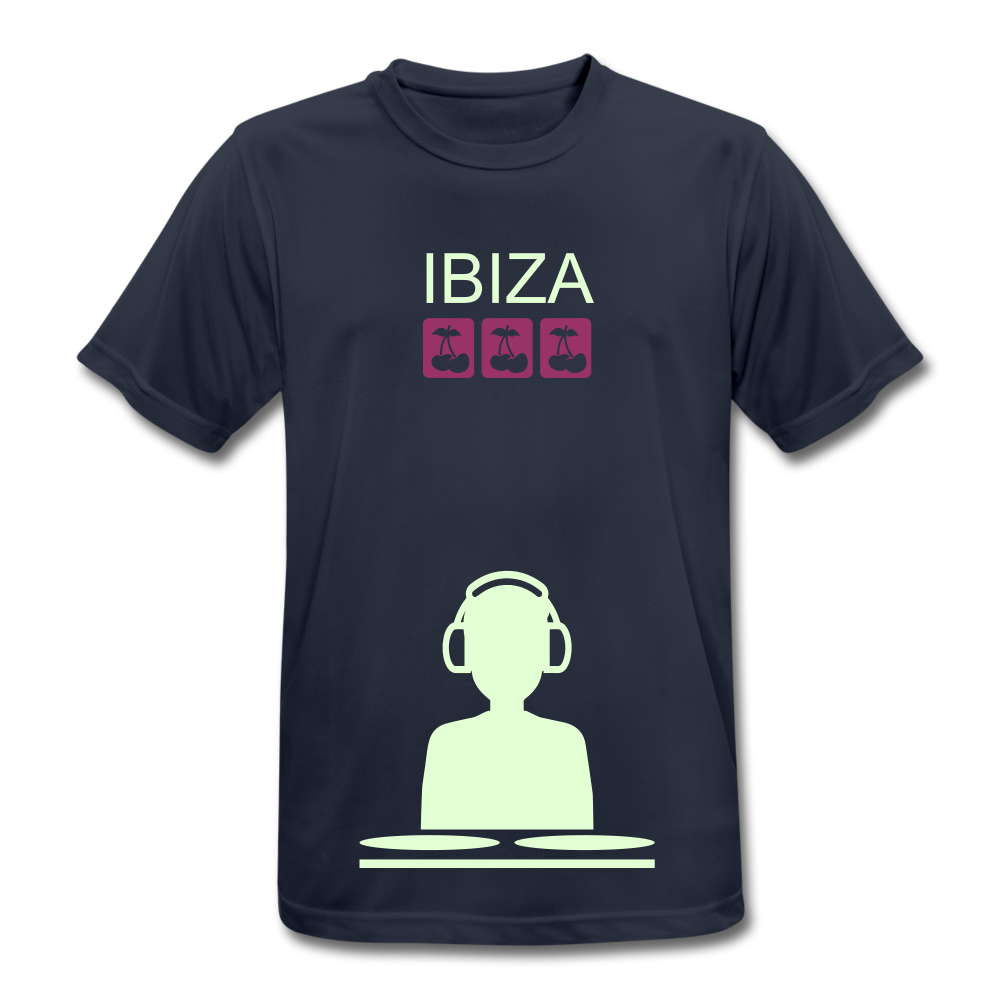 IBIZA DJ Party T-Shirt atmungsaktiv & leuchtend - Dunkelnavy