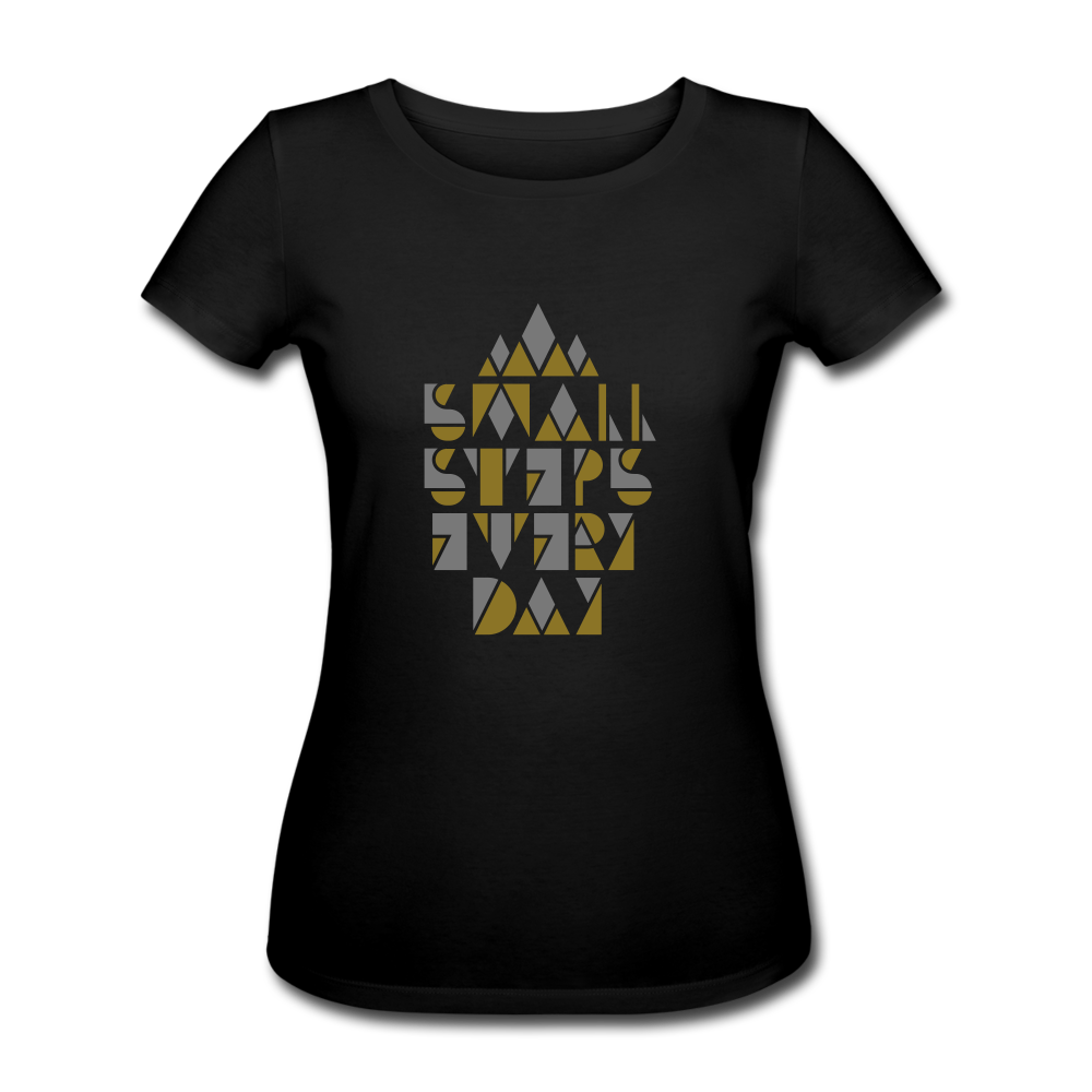 small steps every day - Motivations-Shirt - Gold-Silber-Schrift - Schwarz