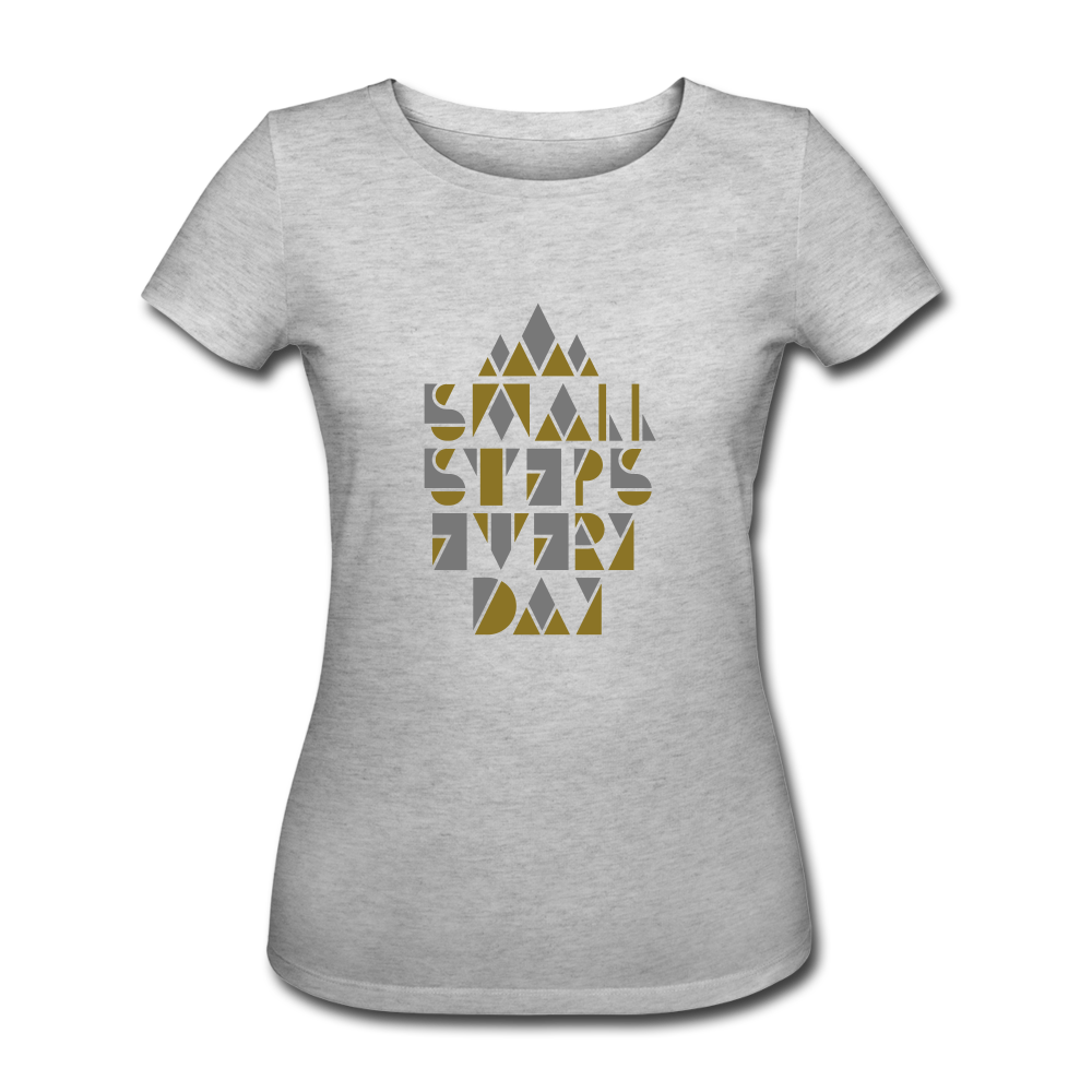 small steps every day - Motivations-Shirt - Gold-Silber-Schrift - Grau meliert