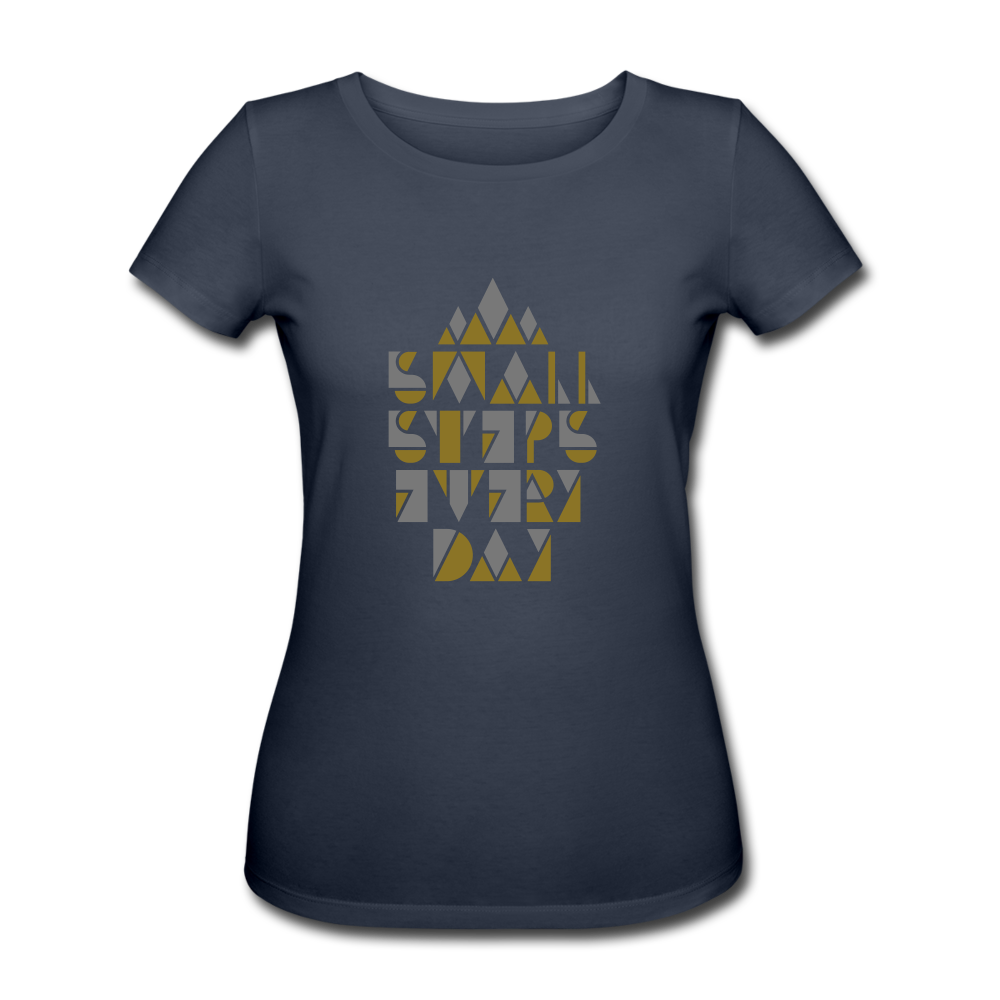 small steps every day - Motivations-Shirt - Gold-Silber-Schrift - Navy