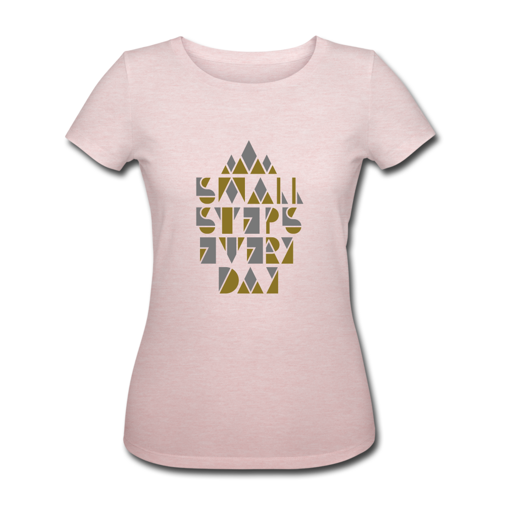 small steps every day - Motivations-Shirt - Gold-Silber-Schrift - Rosa-Creme meliert