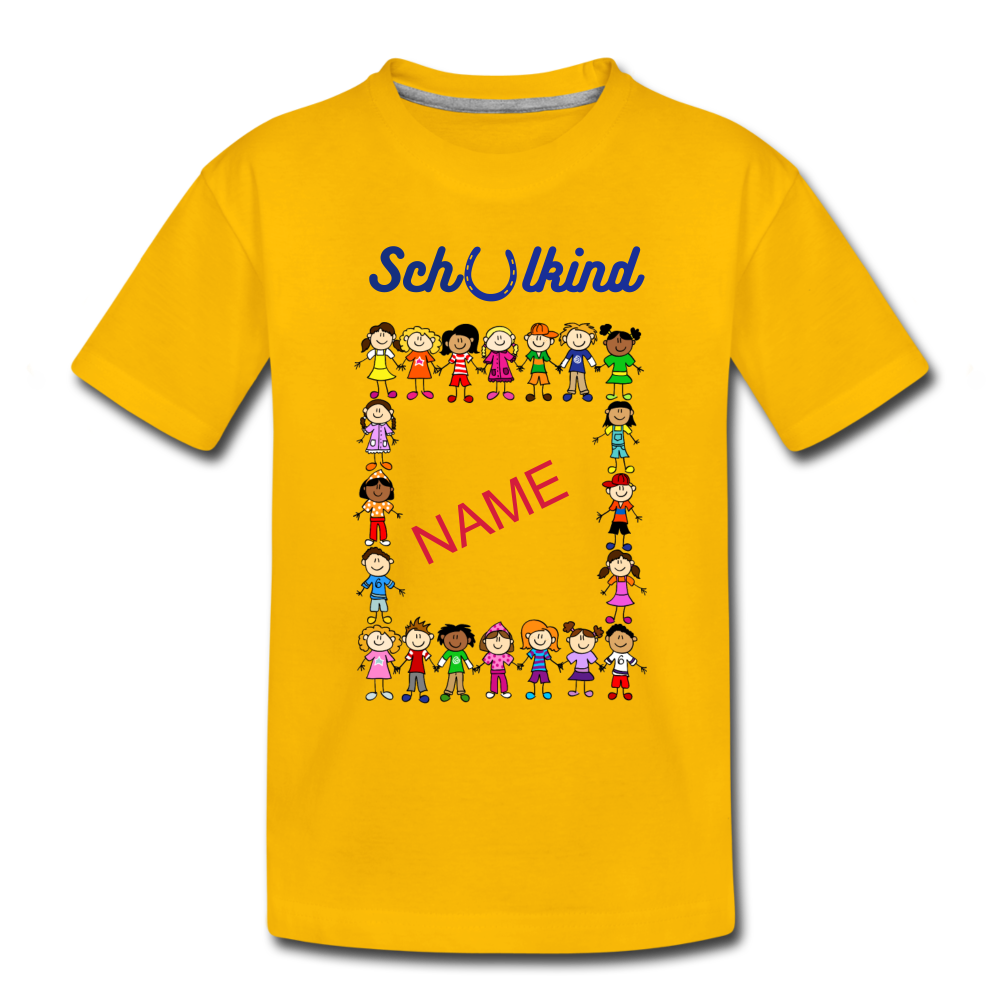 Schulkind Einschulung T-Shirt, personalisierbar - Sonnengelb