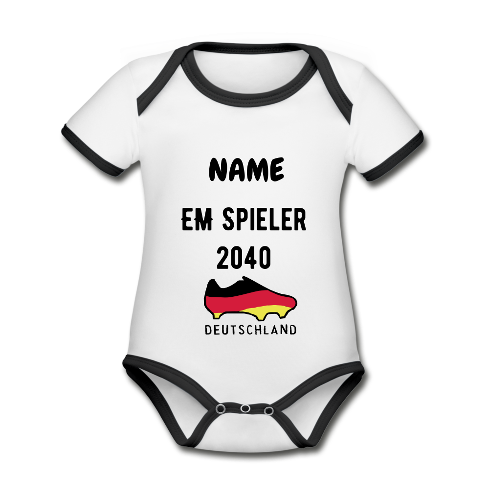EM Baby Bio-Kurzarm-Kontrastbody - Weiß/Schwarz
