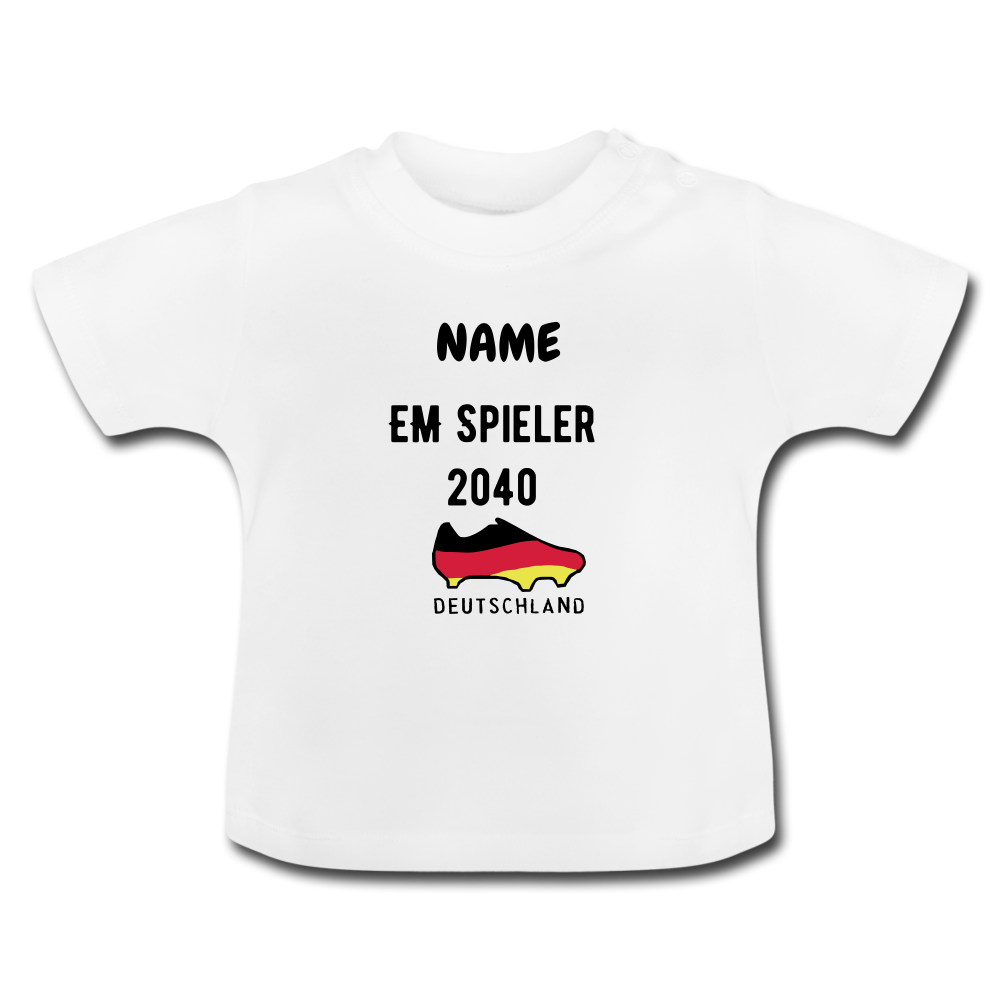 "EM Spieler 2040" - Baby T-Shirt, mit Name - Weiß