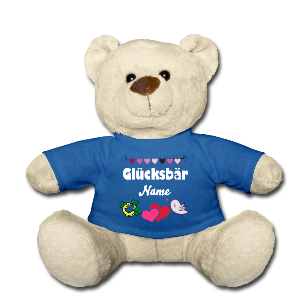Teddy - Glücksbär mit Name - personalisierbar - Königsblau