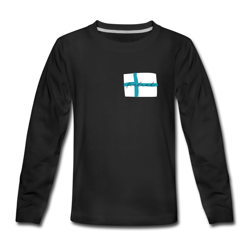 Teenager Langarmshirt - "Finland" - Schwarz