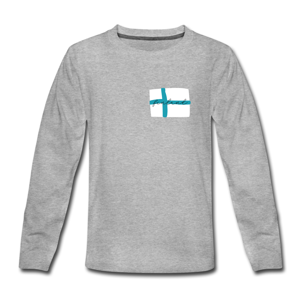 Teenager Langarmshirt - "Finland" - Grau meliert