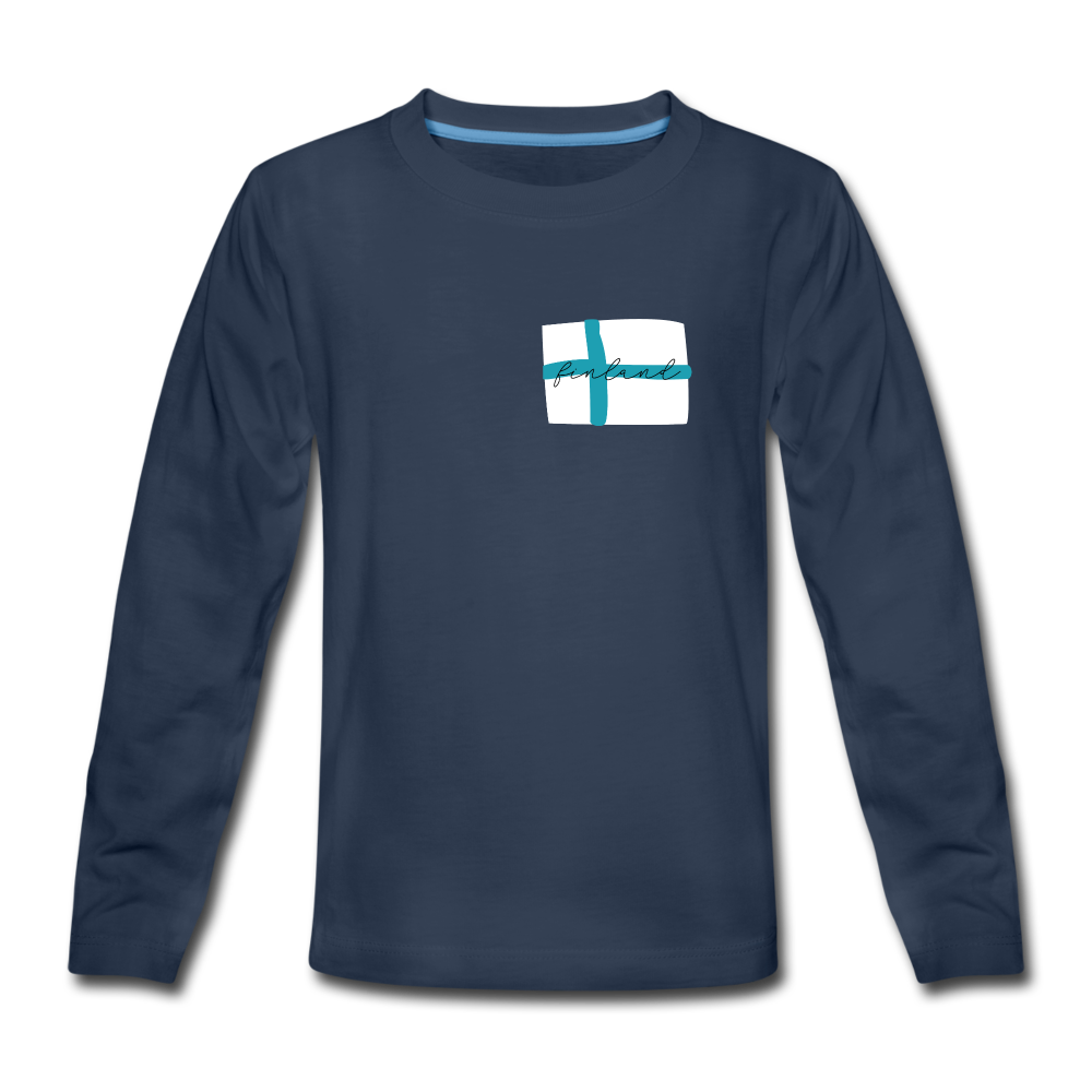 Teenager Langarmshirt - "Finland" - Navy