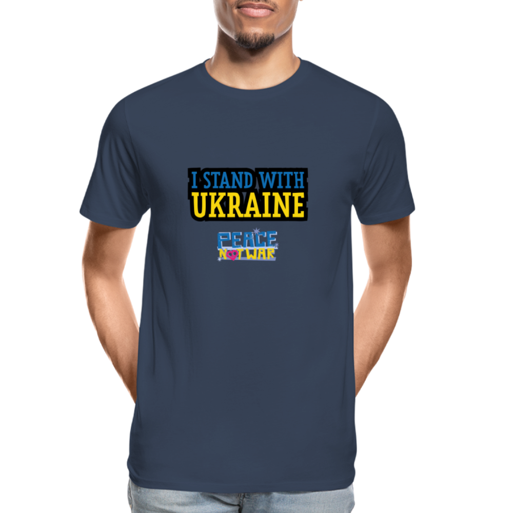 Ukraine T-Shirt - peace not war - Navy